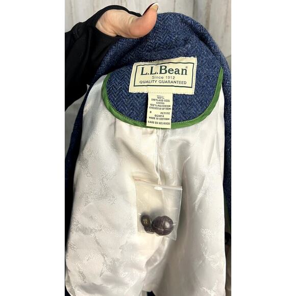 NEW L.L. Bean Women's‎ Herringbone Blazer Blue Size 8 100% Wool Classic Jacket - Picture 5 of 6